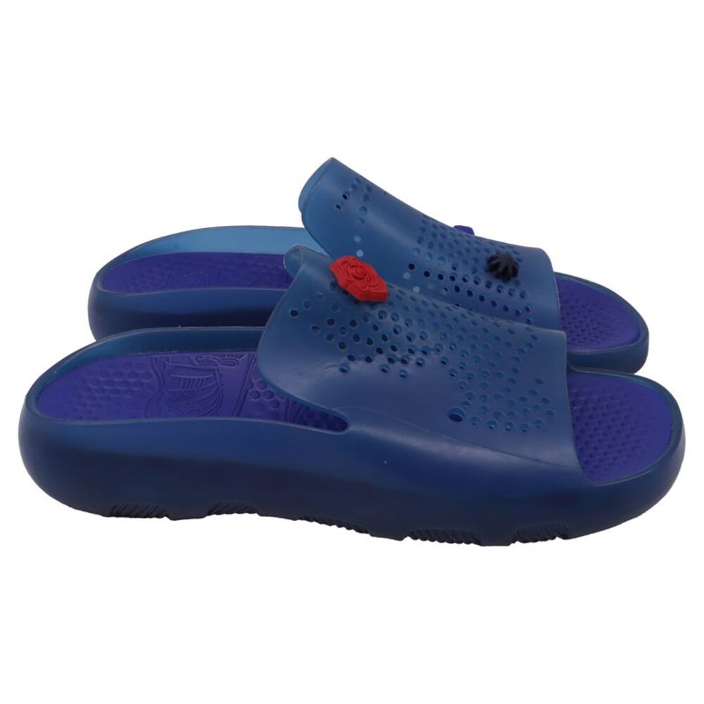 Burberry Stingray Charm-Embellished Slide Sandals in Blue Rubber